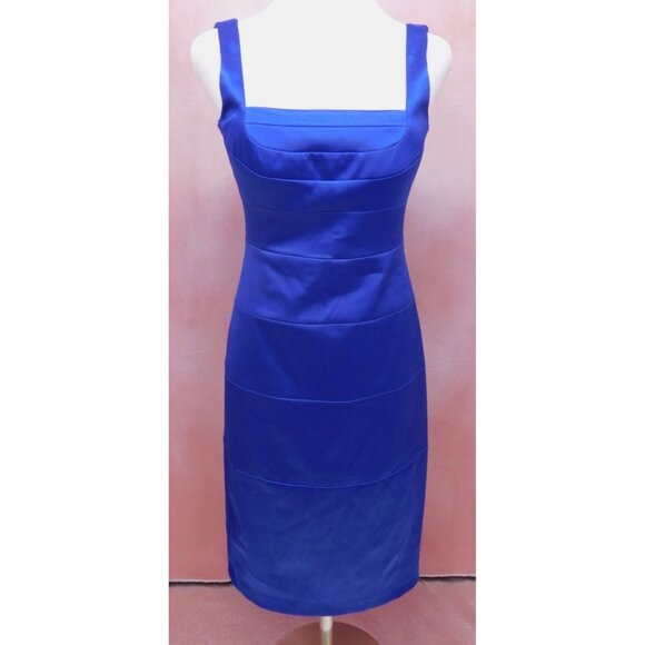 Signature by Sangria Dresses & Skirts - Signature by Sangria Blue Satin Sheath Dress Size 4 Lined Elegant Look